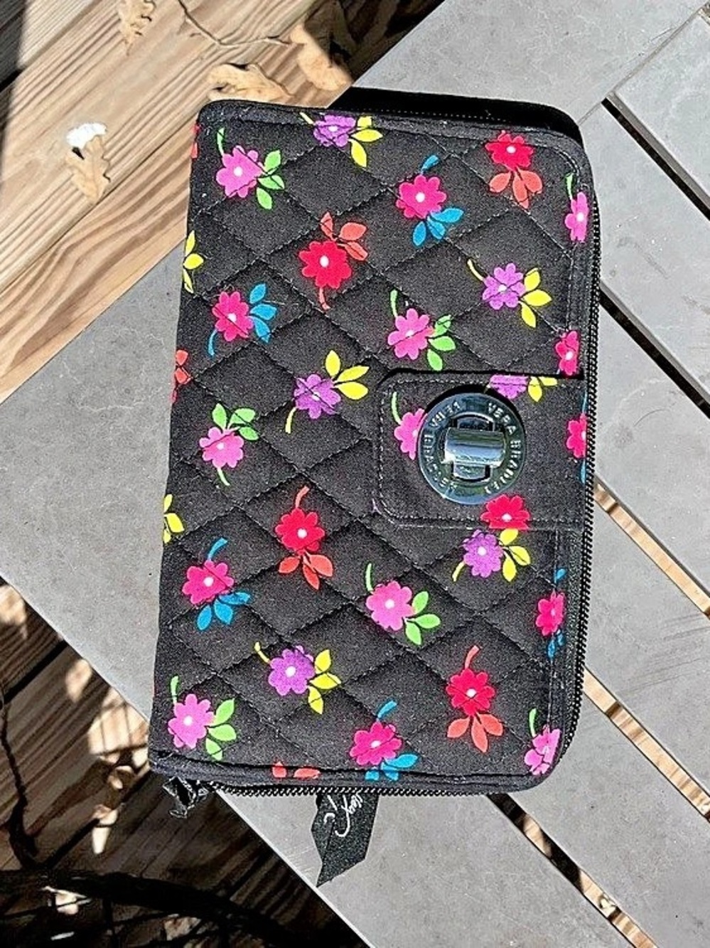 Vera Bradley Turnlock Wallet Floral Black & Multicolor